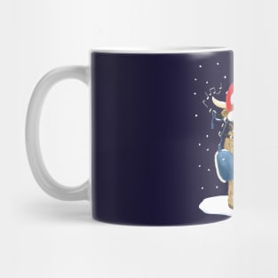 Scottish Highland Cow Piper Plays Bagpipes In Christmas Snow Mug